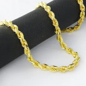 10K Yellow Gold 3.5mm Unisex Diamond Cut Rope Chain Necklace