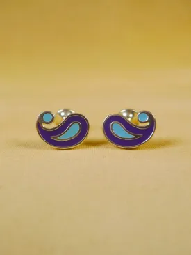 24/0393pt turnbull & asser purple teal paisley design cufflinks