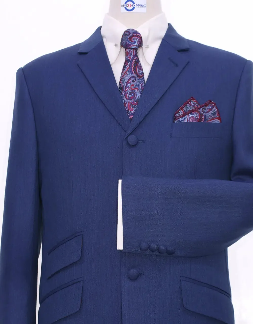 3 Piece Suit - Midnight Blue Herringbone Suit