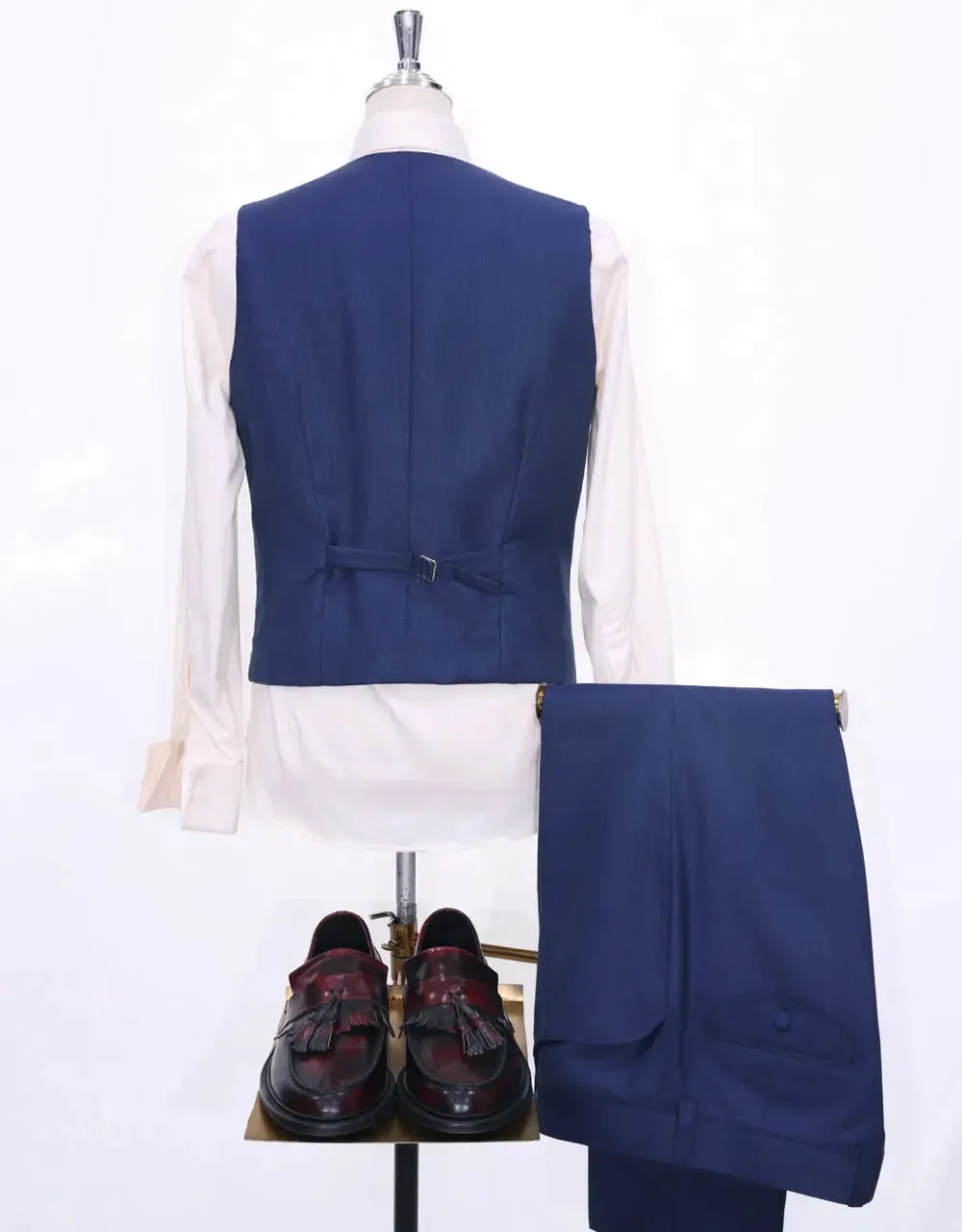 3 Piece Suit - Midnight Blue Herringbone Suit