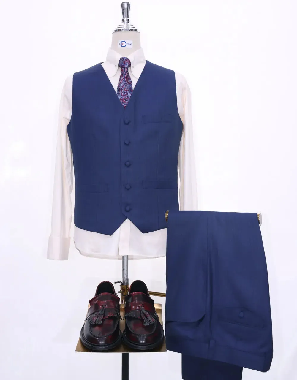 3 Piece Suit - Midnight Blue Herringbone Suit
