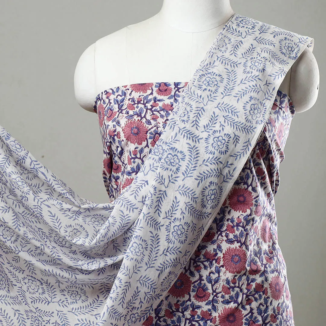 3pc Cotton Sanganeri Block Print Dress Material Set 48