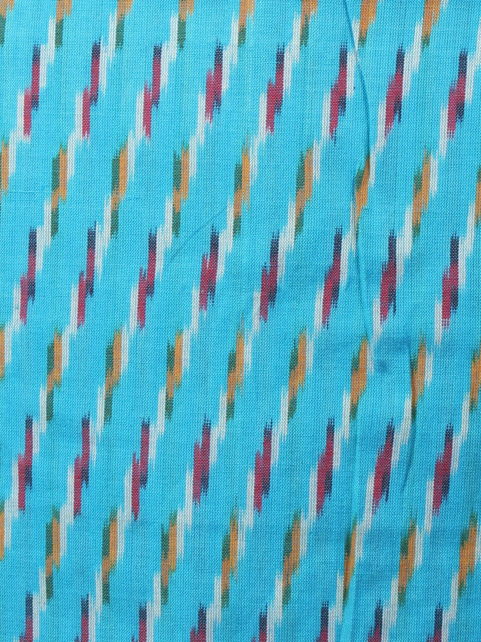 Azure Red White Yellow Ikat Handwoven Cotton Suit Fabric Set of 3 - S1002005