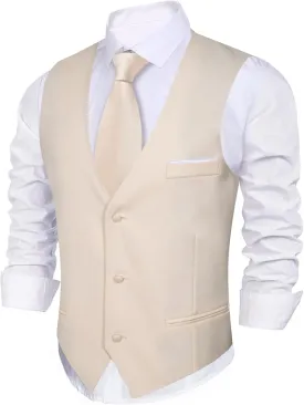 Barry.Wang Mens Formal Suit Vest Slim Fit V-neck 2 Pockets Wedding Party Dress Waistcoat