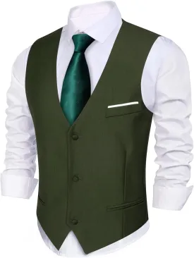 Barry.Wang Mens Formal Suit Vest Slim Fit V-neck 2 Pockets Wedding Party Dress Waistcoat