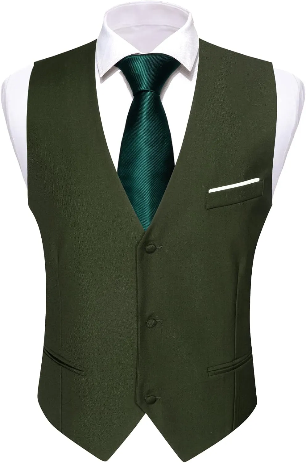 Barry.Wang Mens Formal Suit Vest Slim Fit V-neck 2 Pockets Wedding Party Dress Waistcoat