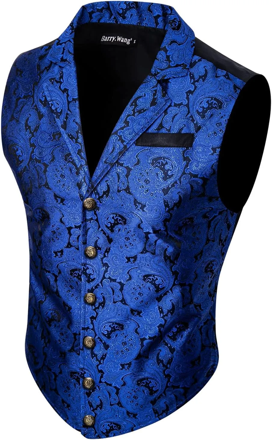 Barry.Wang Mens Victorian Suit Vest Lapel Collar Silk Paisley Steampunk Gothic Waistcoat Formal/Leisure Party
