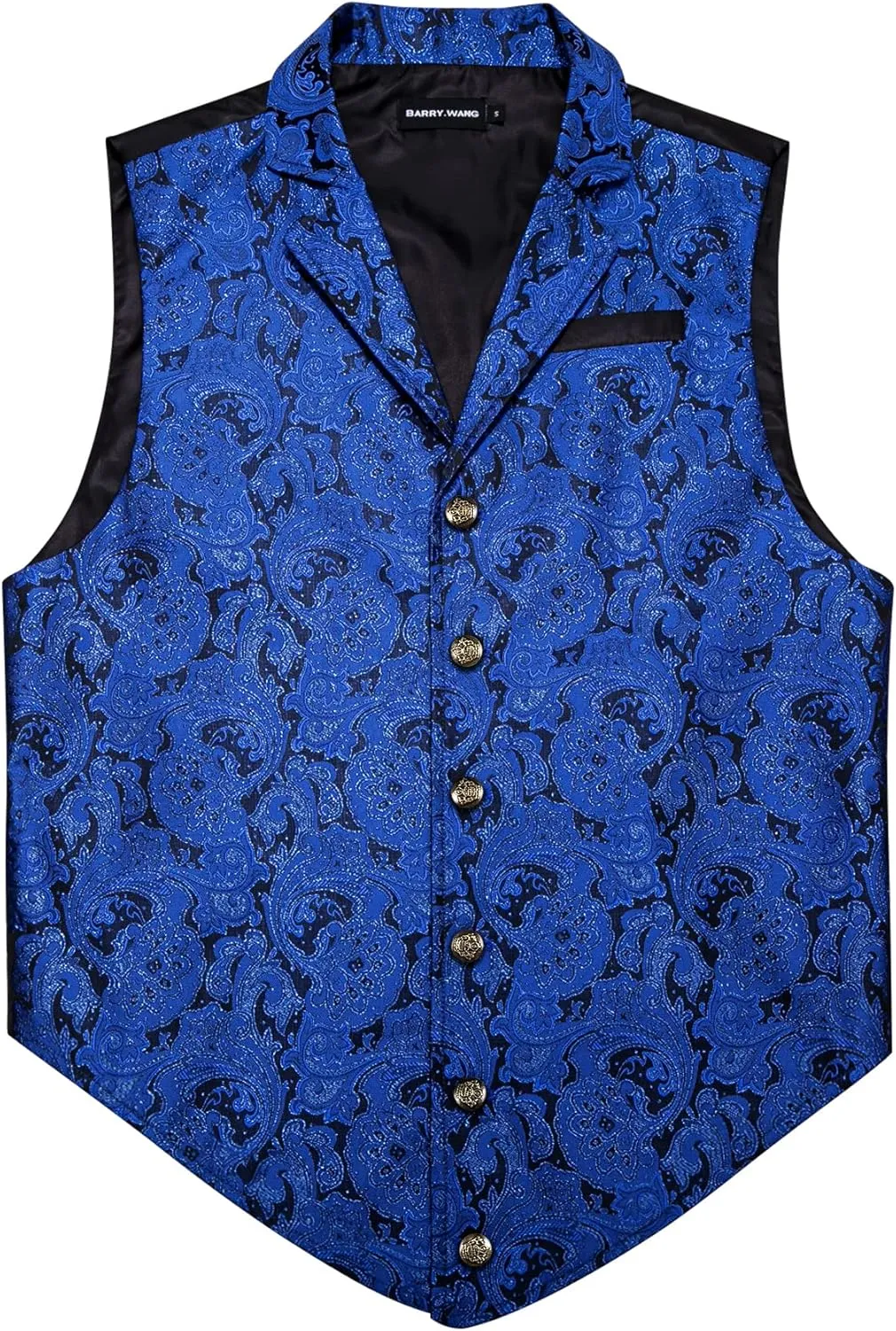 Barry.Wang Mens Victorian Suit Vest Lapel Collar Silk Paisley Steampunk Gothic Waistcoat Formal/Leisure Party