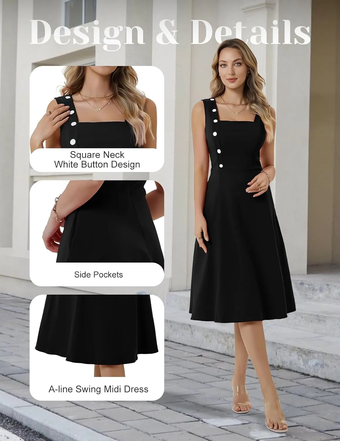 Bbonlinedress Womens Vintage Cocktail Dress Summer Formal Wedding Guest Retro Tea Party Sleeveless A-line Midi Sundress