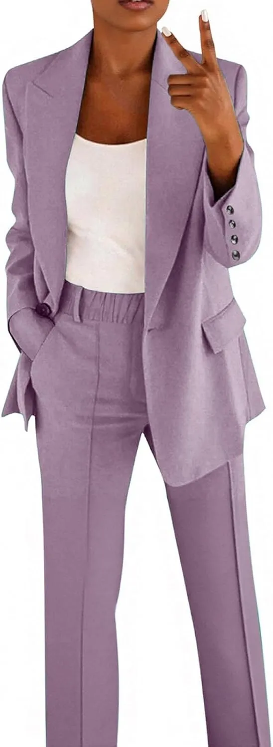Blazer Sets Women 2 Piece Outfits Business Suit Casual Pantsuit Plus Size Pant Suits Lightweight Work Clothes 2025