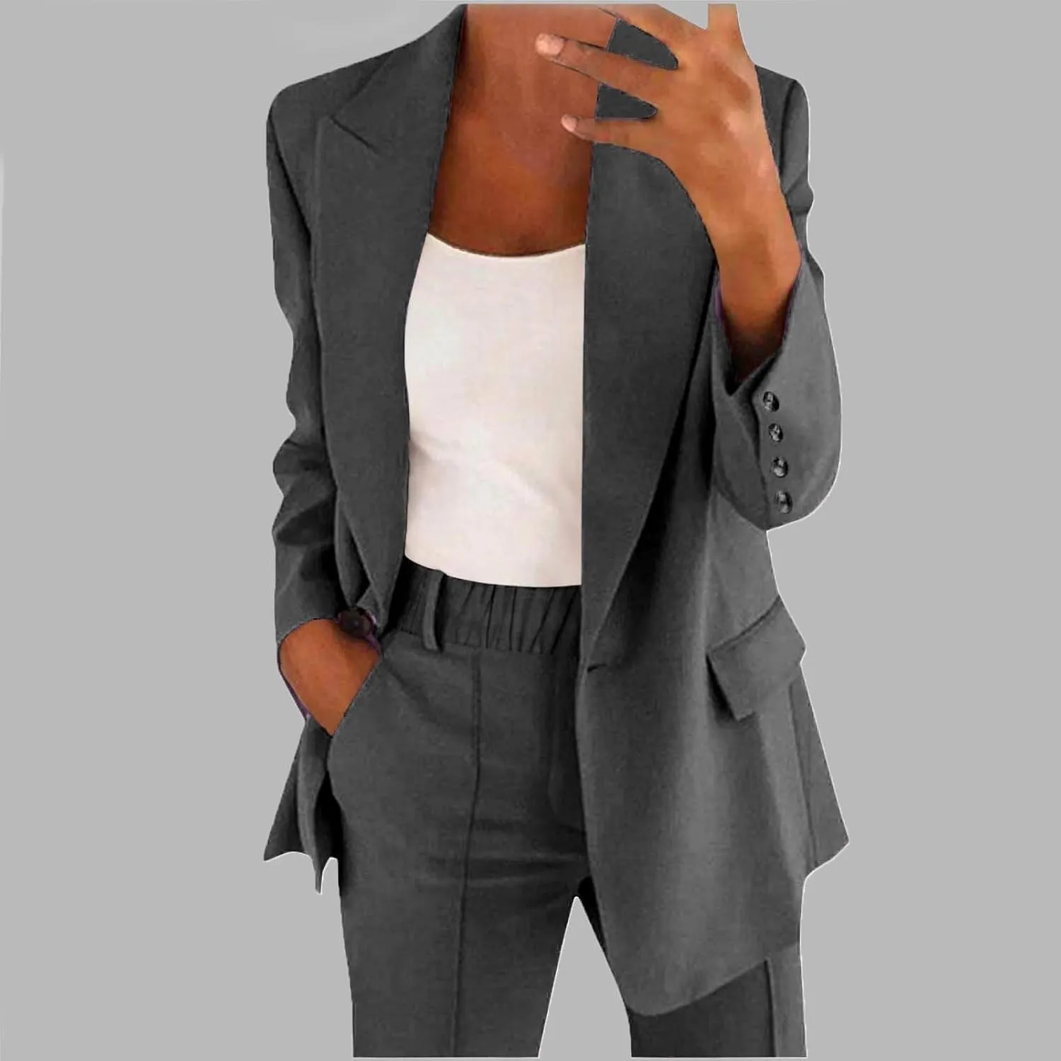 Blazer Sets Women 2 Piece Outfits Business Suit Casual Pantsuit Plus Size Pant Suits Lightweight Work Clothes 2025