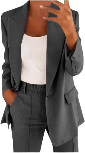 Blazer Sets Women 2 Piece Outfits Business Suit Casual Pantsuit Plus Size Pant Suits Lightweight Work Clothes 2025
