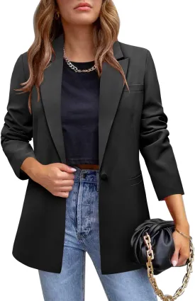 CHICZONE Womens Long Sleeve Casual Blazers Open Front Lapel Button Work Office Ladie's Suits Jackets
