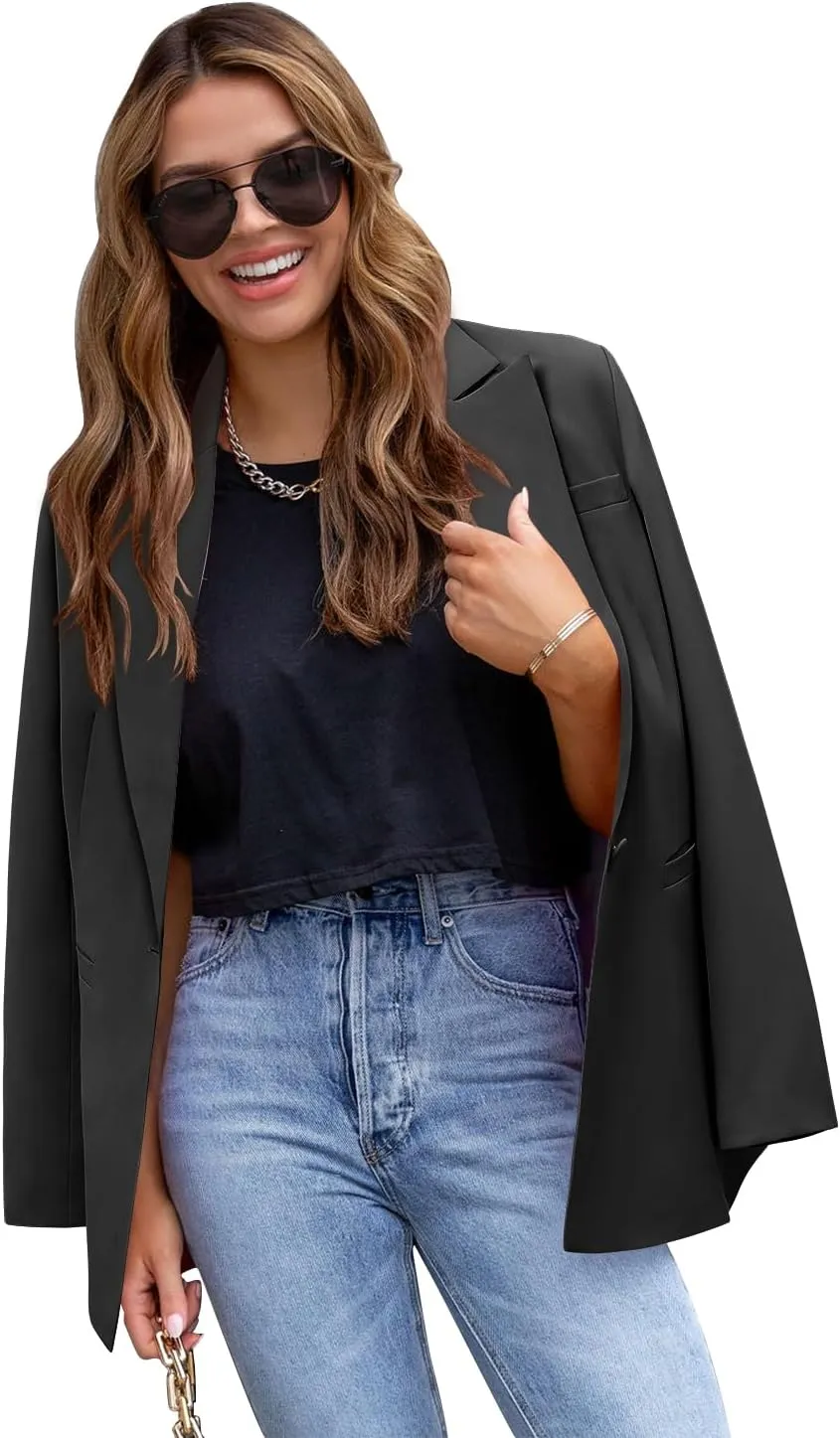 CHICZONE Womens Long Sleeve Casual Blazers Open Front Lapel Button Work Office Ladie's Suits Jackets