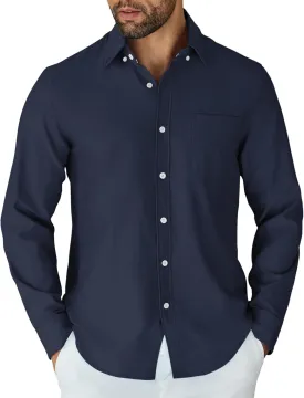 COOFANDY Mens Long Sleeve Button Down Shirt Casual Untucked Shirts for Men Oxford Dress Shirts