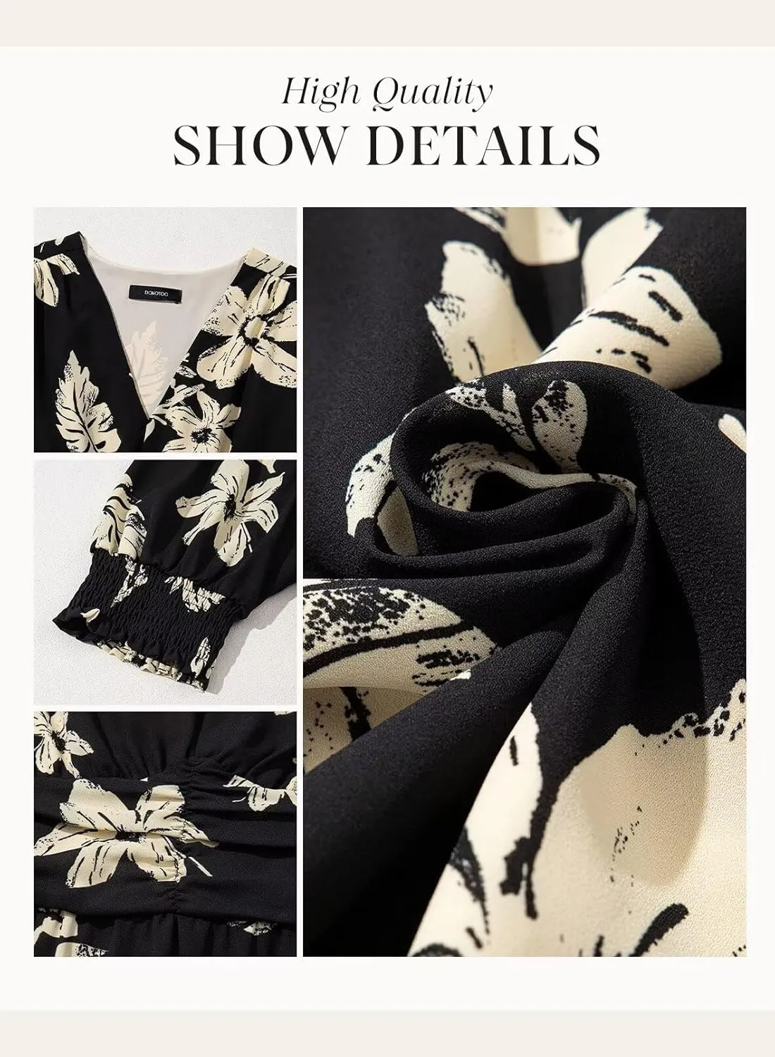 Dokotoo Summer Dresses for Women 2025 Sexy Wrap V Neck Short Puff Sleeve Elegant Floral Smocked Waist Flowy Mini Dress