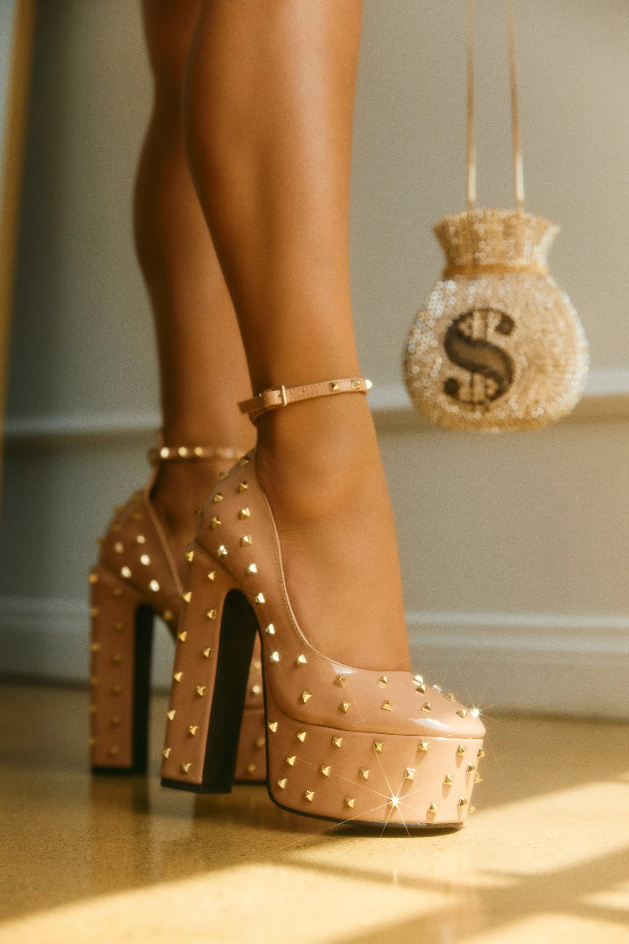 In My Bag Embellished Statement Bag - Gold