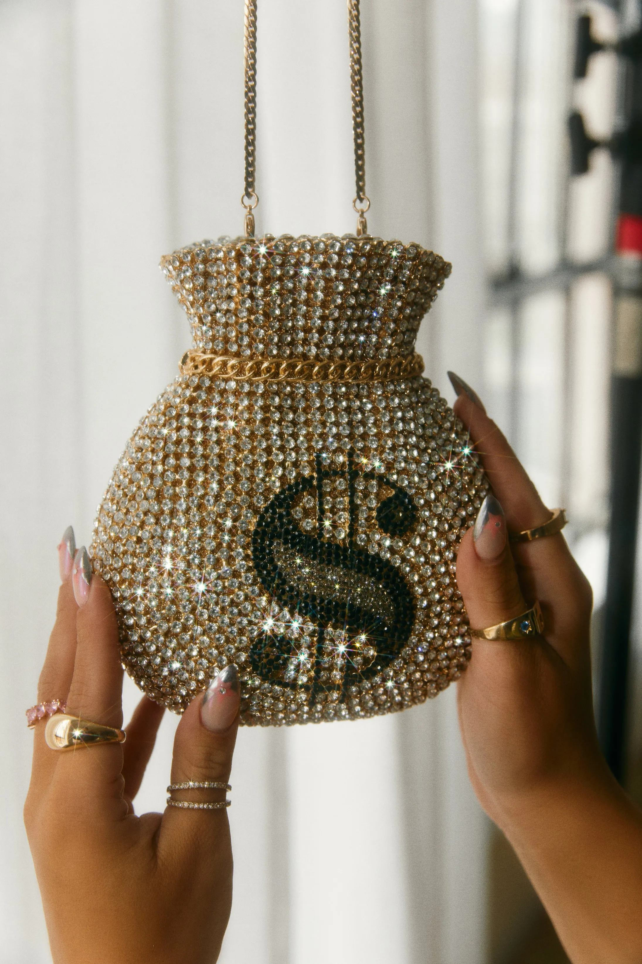 In My Bag Embellished Statement Bag - Gold