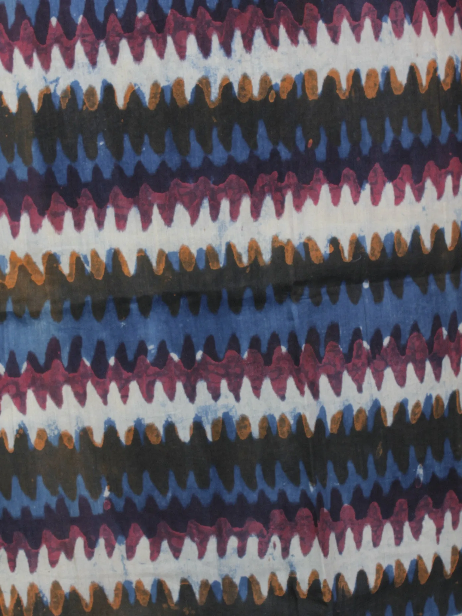 Indigo Multi Color Hand Block Printed Chanderi Silk Kurta & Chanderi Dupatta Fabric Set of 2 - S1628197