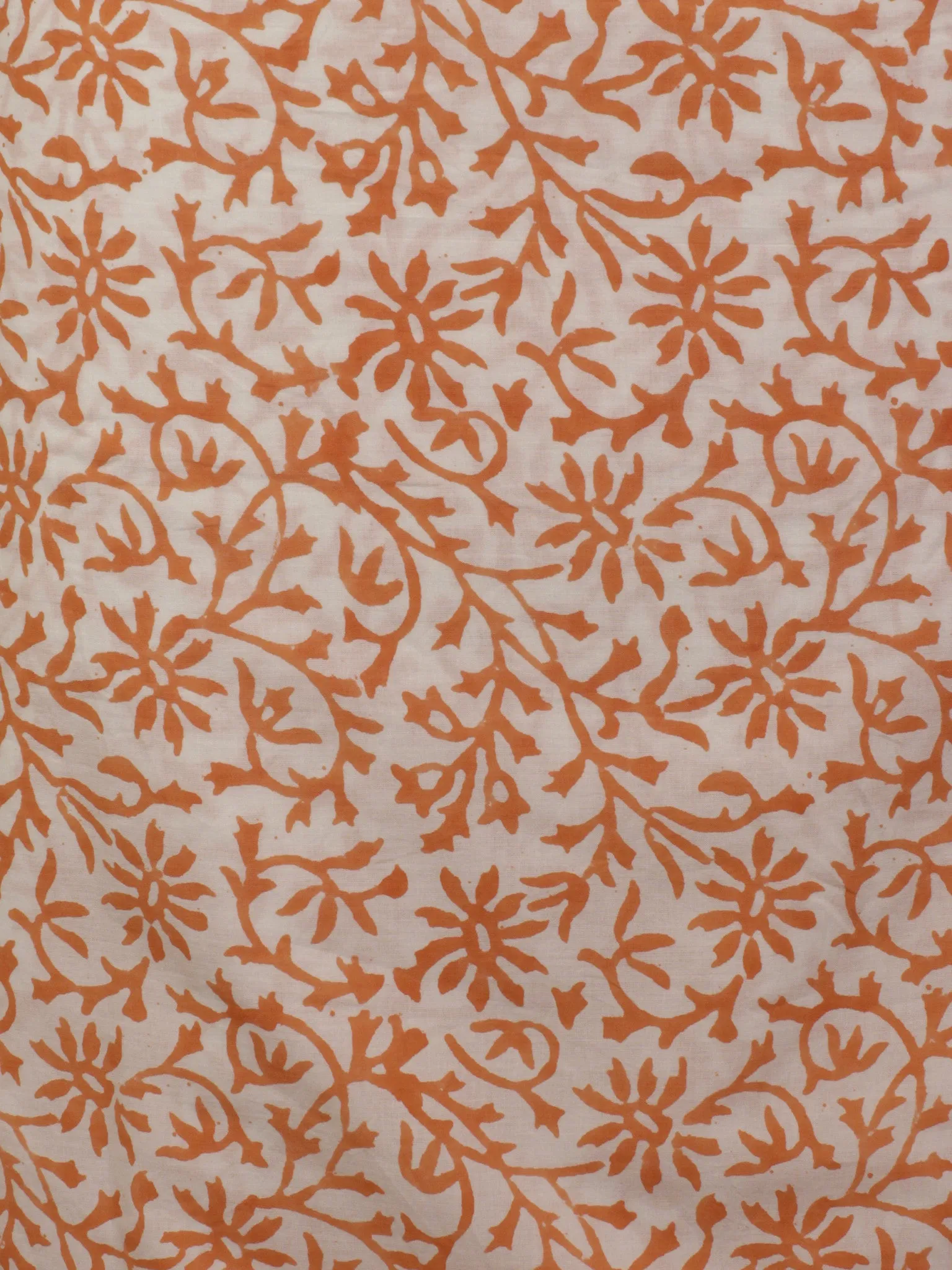 Ivory Orange Green Yellow Hand Block Printed Cotton Suit-Salwar Fabric With Chiffon Dupatta (Set of 3) - S16281321