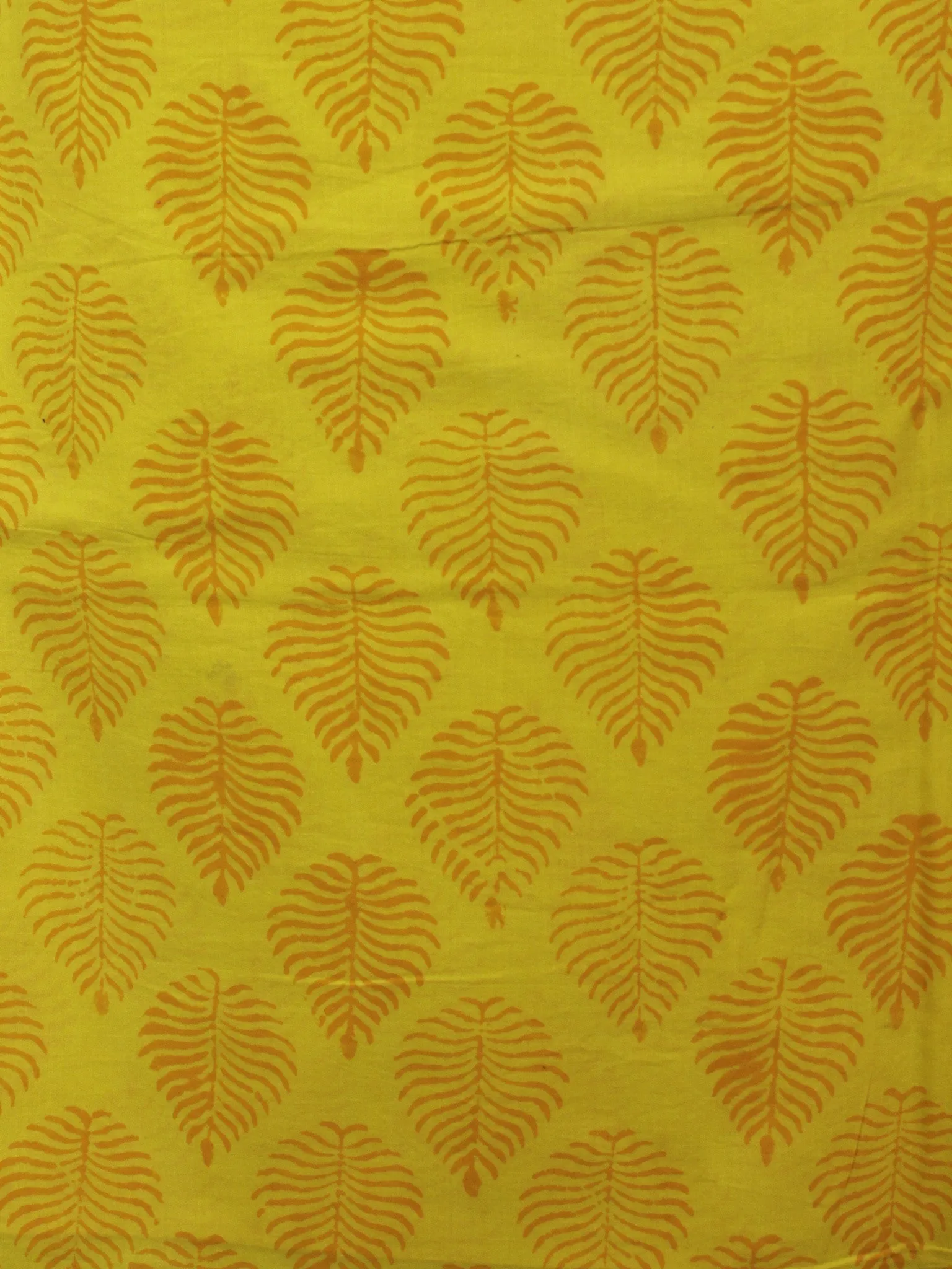 Ivory Yellow Hand Block Printed Cotton Suit-Salwar Fabric With Chiffon Dupatta (Set of 3) - S16281294