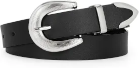 LEACOOLKEY Women Leather Belt Women Belts for Jeans Dress Ladies Fashion Leather Waist Belt Women Black Belt