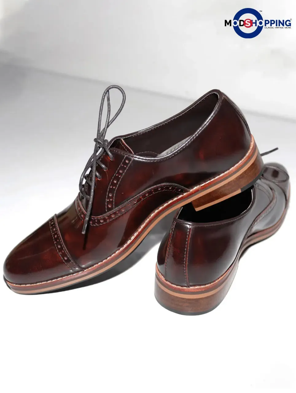 Leather Shoe Brogue Oxford  Dark Brown Color