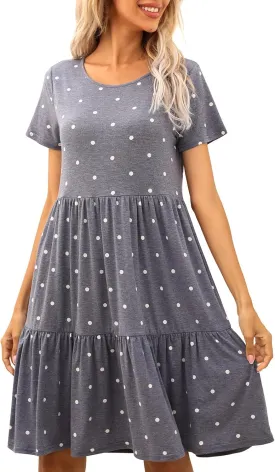 levaca Womens Summer Casual Dresses Beach Coverup Loose Short Sleeve T Shirt Dress 2025 Midi Outfit Sundress