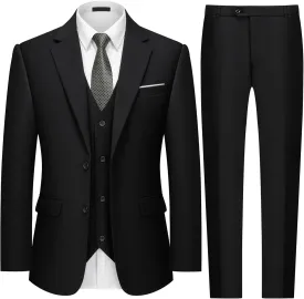 MAGE MALE Mens 3 Piece Slim Fit Suits Tuxedo Suit Set Prom Wedding Suits Two Button Blazer Jacket Vest Pants with Tie