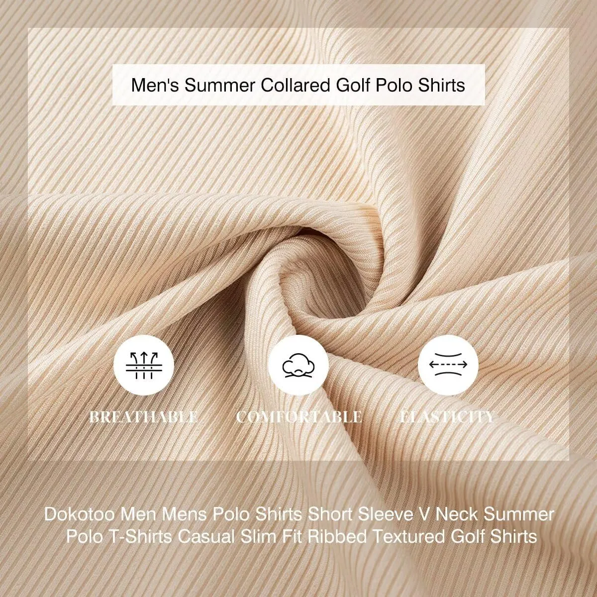 Mens Polo Shirts Short Sleeve V Neck Summer Polo T Shirts Casual Slim Fit Ribbed Textured Golf Shirts