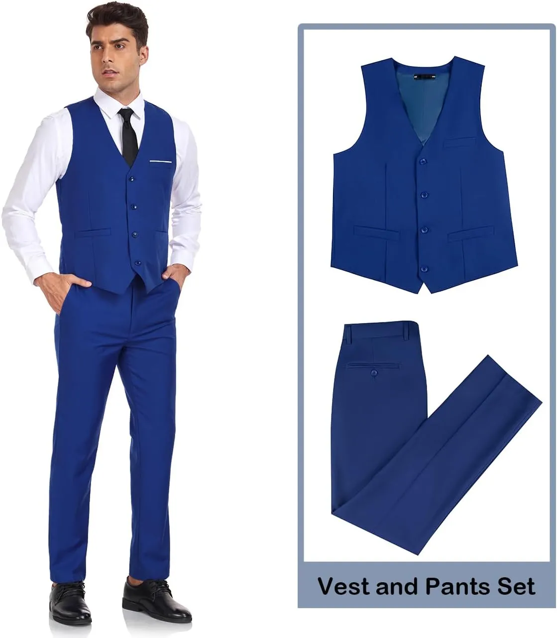 Men's Suit 2 Pieces Slim Fit Dress Vest and Pants Set Prom Suits for Mens Formal Wedding Party Tuxedo
