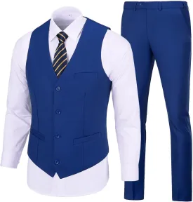 Men's Suit 2 Pieces Slim Fit Dress Vest and Pants Set Prom Suits for Mens Formal Wedding Party Tuxedo