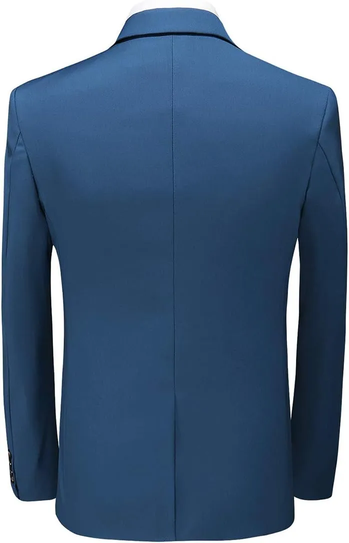 MOGU Men's Slim Fit 2-Piece Tuxedo Suit One-Button Jacket & Pants Set for Wedding, Prom, and Formal Events