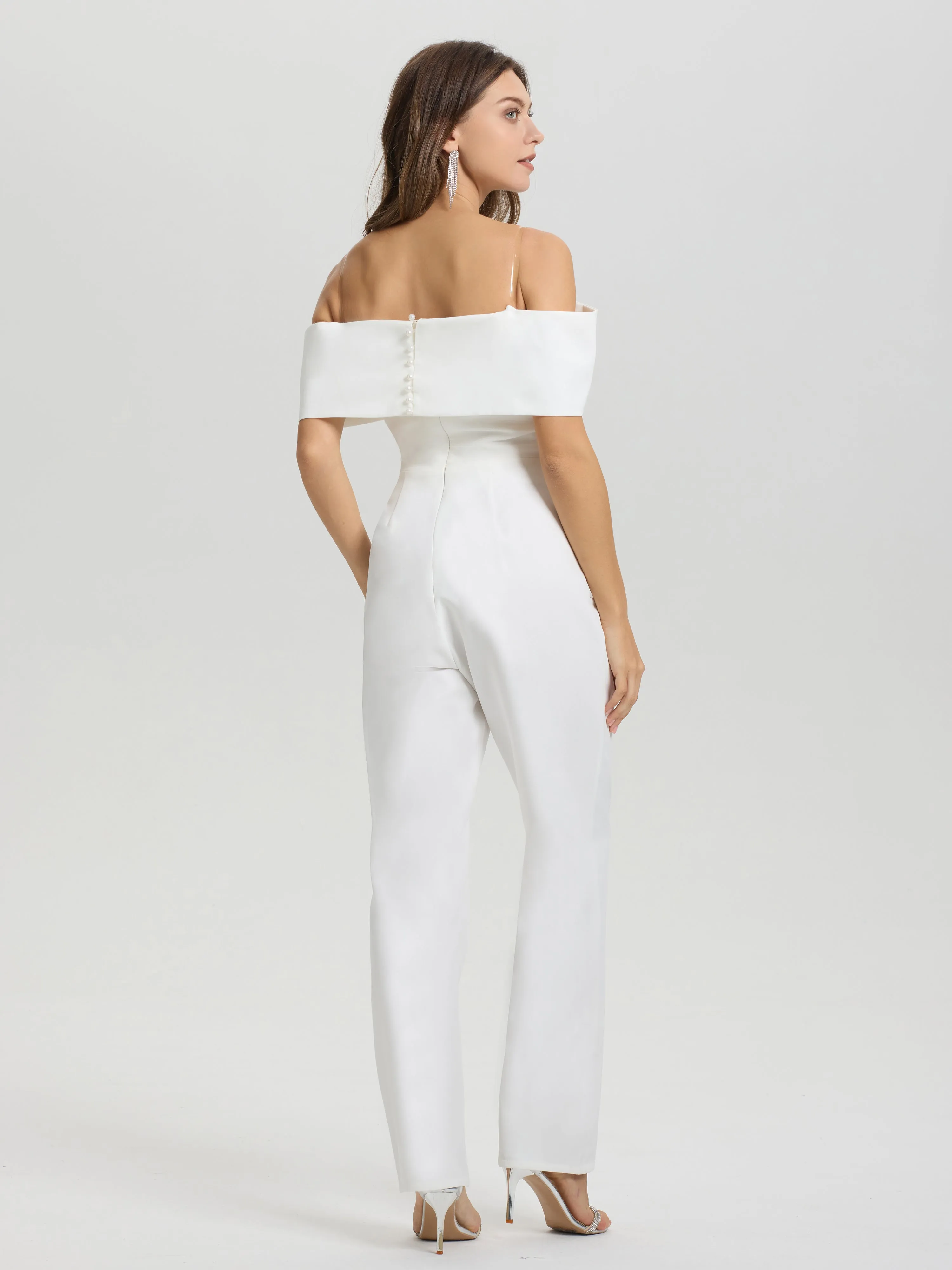 Off The Shoulder Long Solid Formal Wedding Pantsuit/Jumpsuit