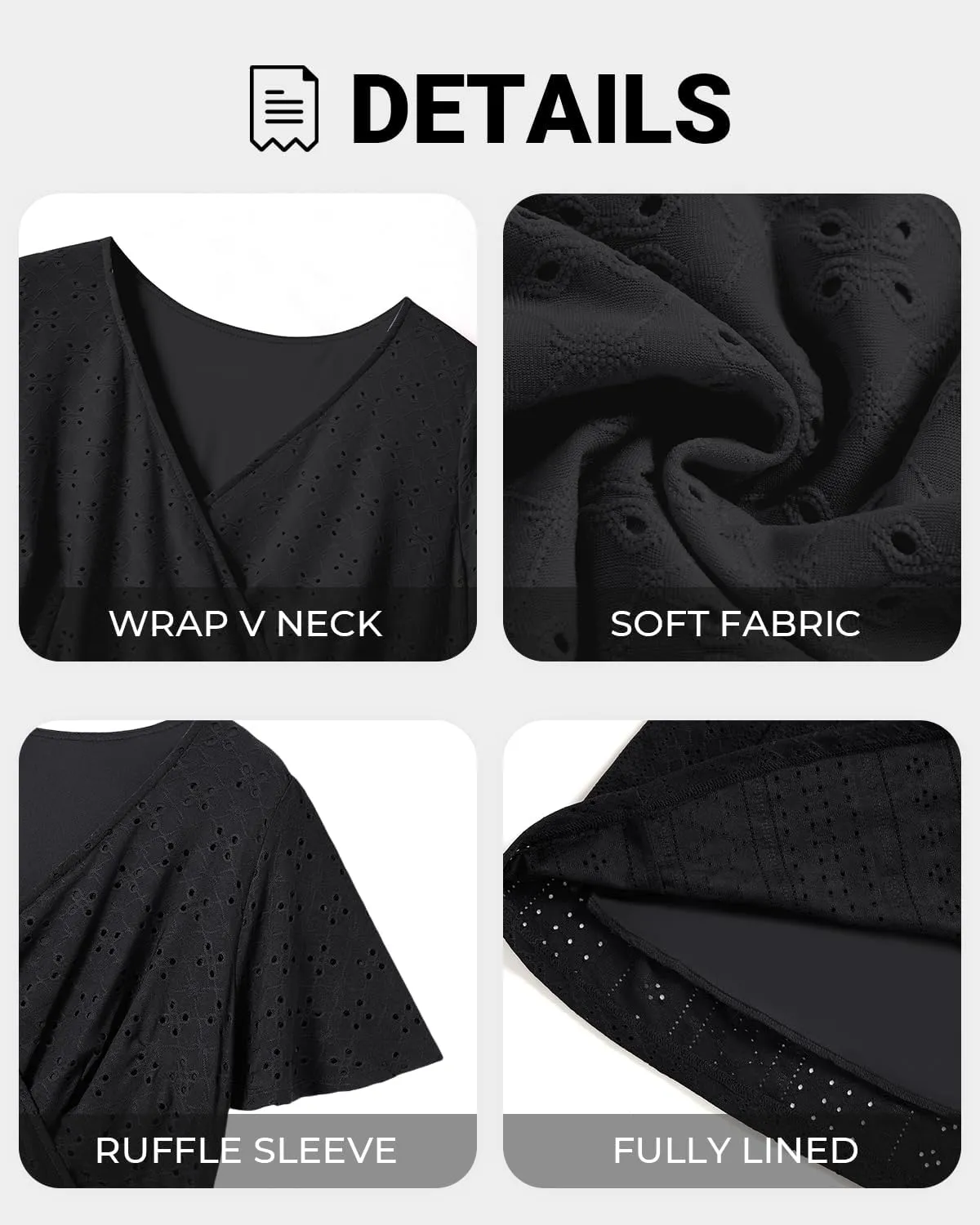 Plus Size Wedding Guest Dress - Summer Semi Formal Midi Eyelet Short Sleeve Wrap V Neck Belted A Line Dresses 2025