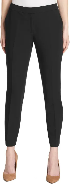 Tommy Hilfiger Women's Dress Pants  Straight-Legged Trousers for Women with Elastic Waist, Deep Black, 6
