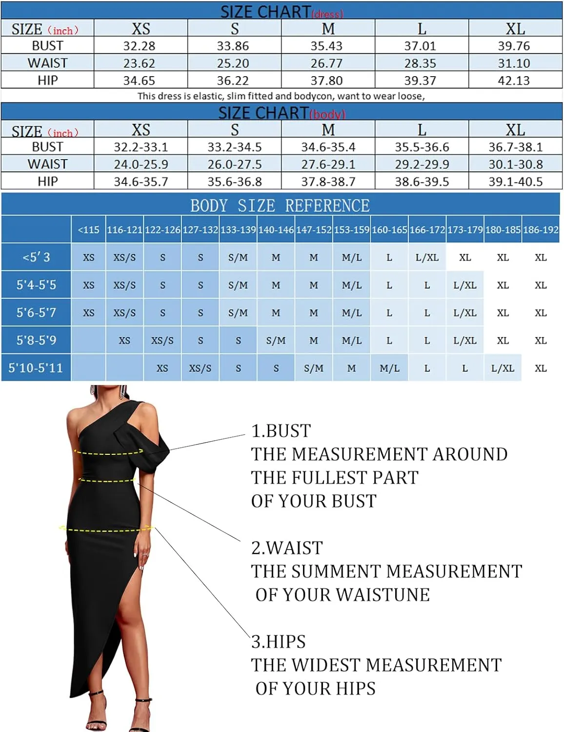 UONBOX Women's One Shoulder Side Split Asymmetrical Bodycon Sleeveless Midi Party Cocktail Bandage Dress