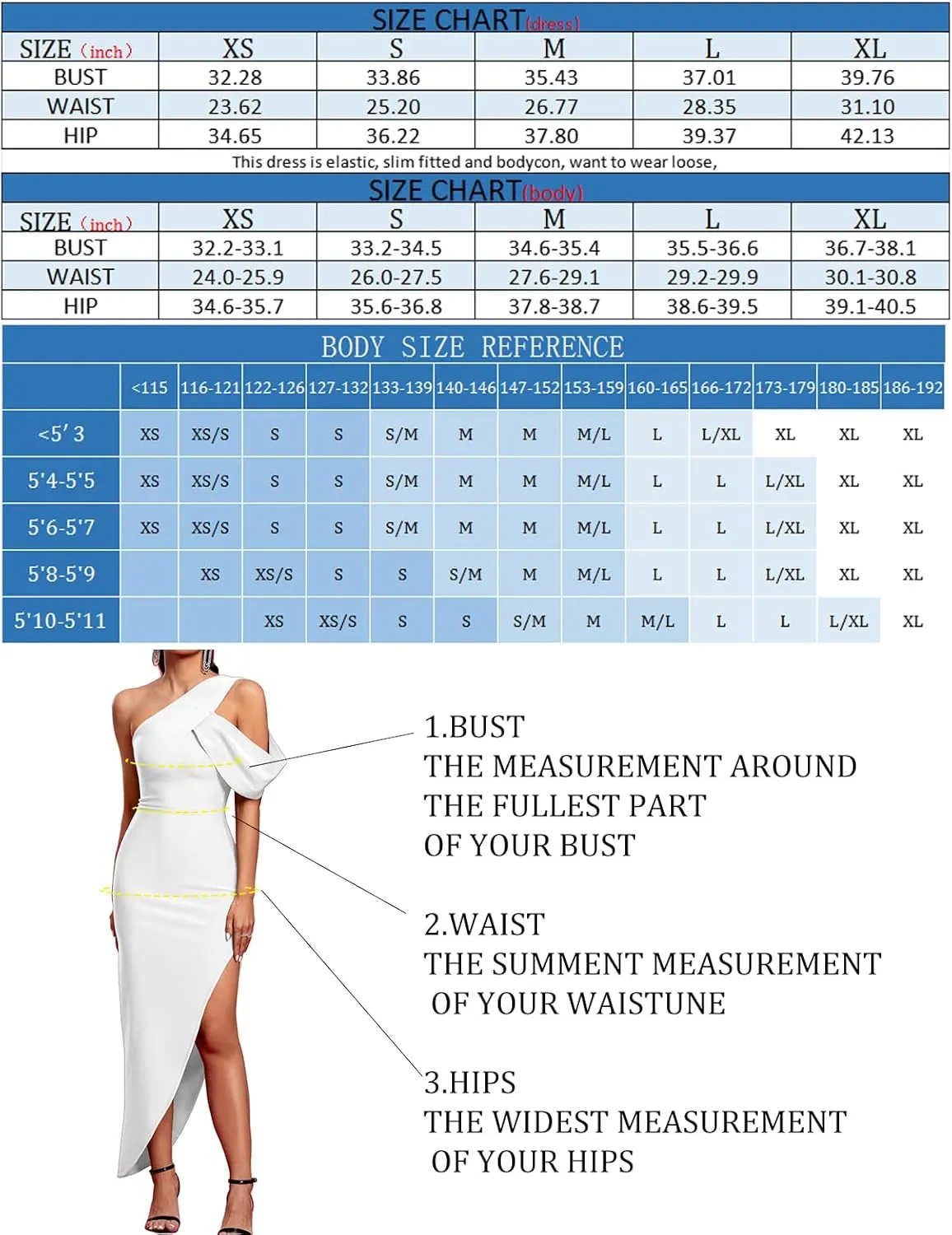 UONBOX Women's One Shoulder Side Split Asymmetrical Bodycon Sleeveless Midi Party Cocktail Bandage Dress