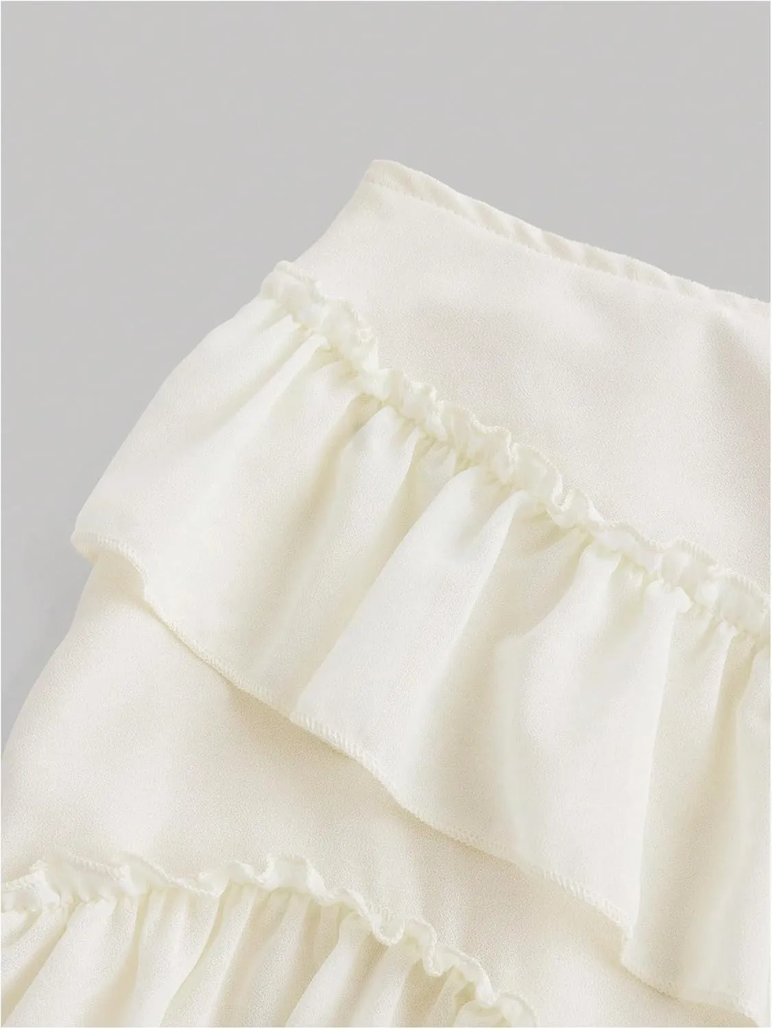 Verdusa Women's Asymmetrical Ruffle Trim High Waist High Low Midi Skirt