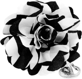 Vittorio Vico Unisex Striped Satin Flower Lapel Pin