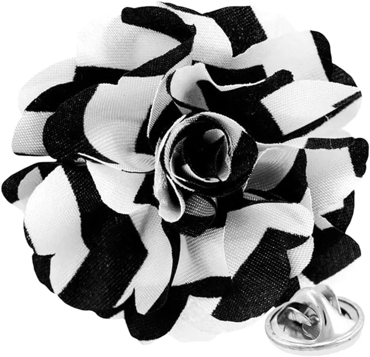 Vittorio Vico Unisex Striped Satin Flower Lapel Pin