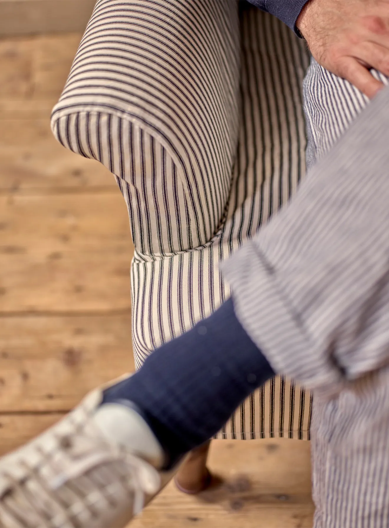 Wilford Armchair, Blue Ticking Stripe