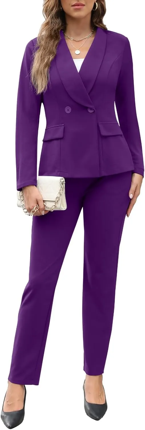 Women's Fall Business Pant Suit Long Sleeve Formal 2 Piece Blazer Set Casual Office Work Outfits 2024