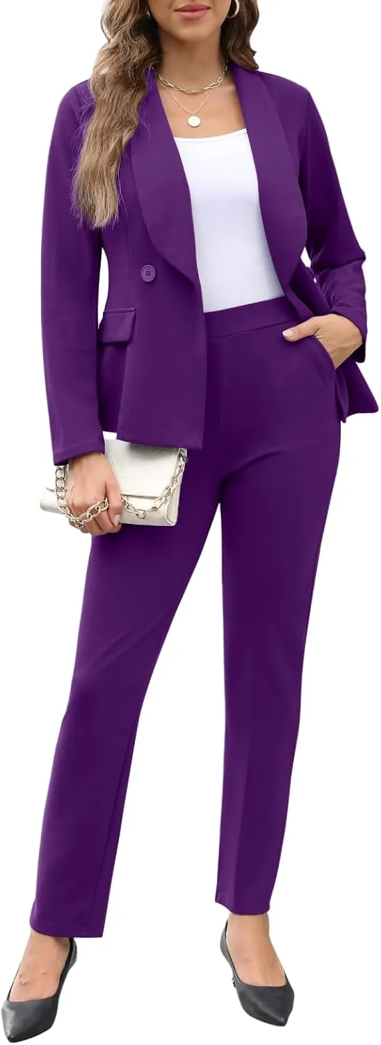Women's Fall Business Pant Suit Long Sleeve Formal 2 Piece Blazer Set Casual Office Work Outfits 2024