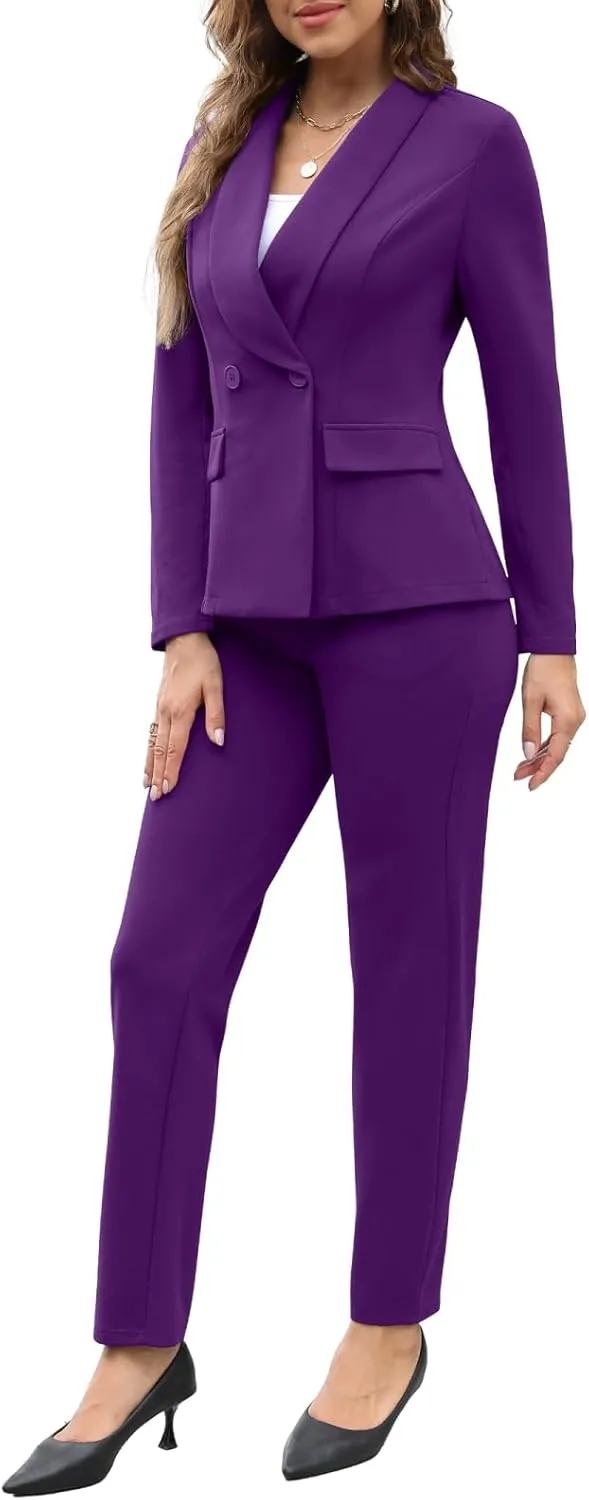 Women's Fall Business Pant Suit Long Sleeve Formal 2 Piece Blazer Set Casual Office Work Outfits 2024