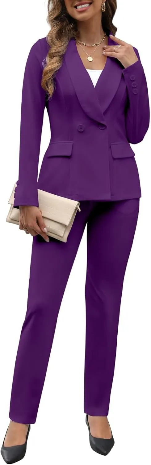 Women's Fall Business Pant Suit Long Sleeve Formal 2 Piece Blazer Set Casual Office Work Outfits 2024