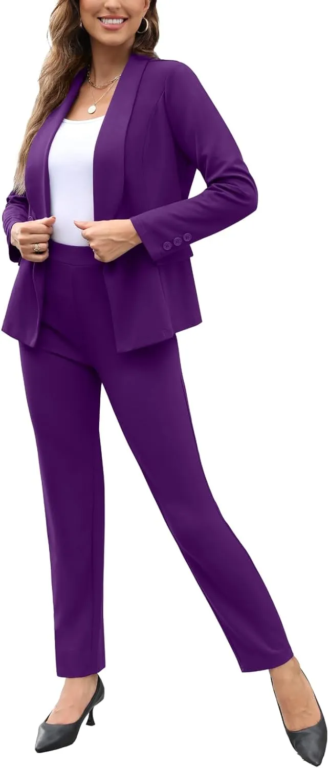 Women's Fall Business Pant Suit Long Sleeve Formal 2 Piece Blazer Set Casual Office Work Outfits 2024