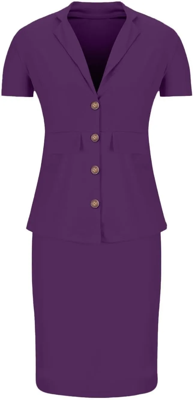 ZEFOTIM Pant/Skirt Suits for Women Dressy Wedding Blazer Solid Color Short/Long Sleeve 2 Piece Jackets